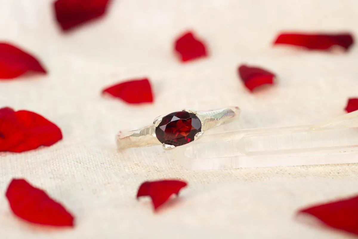 Argus Ring - Sterling Silver with Garnet sold by Sophie Divett Jewelry