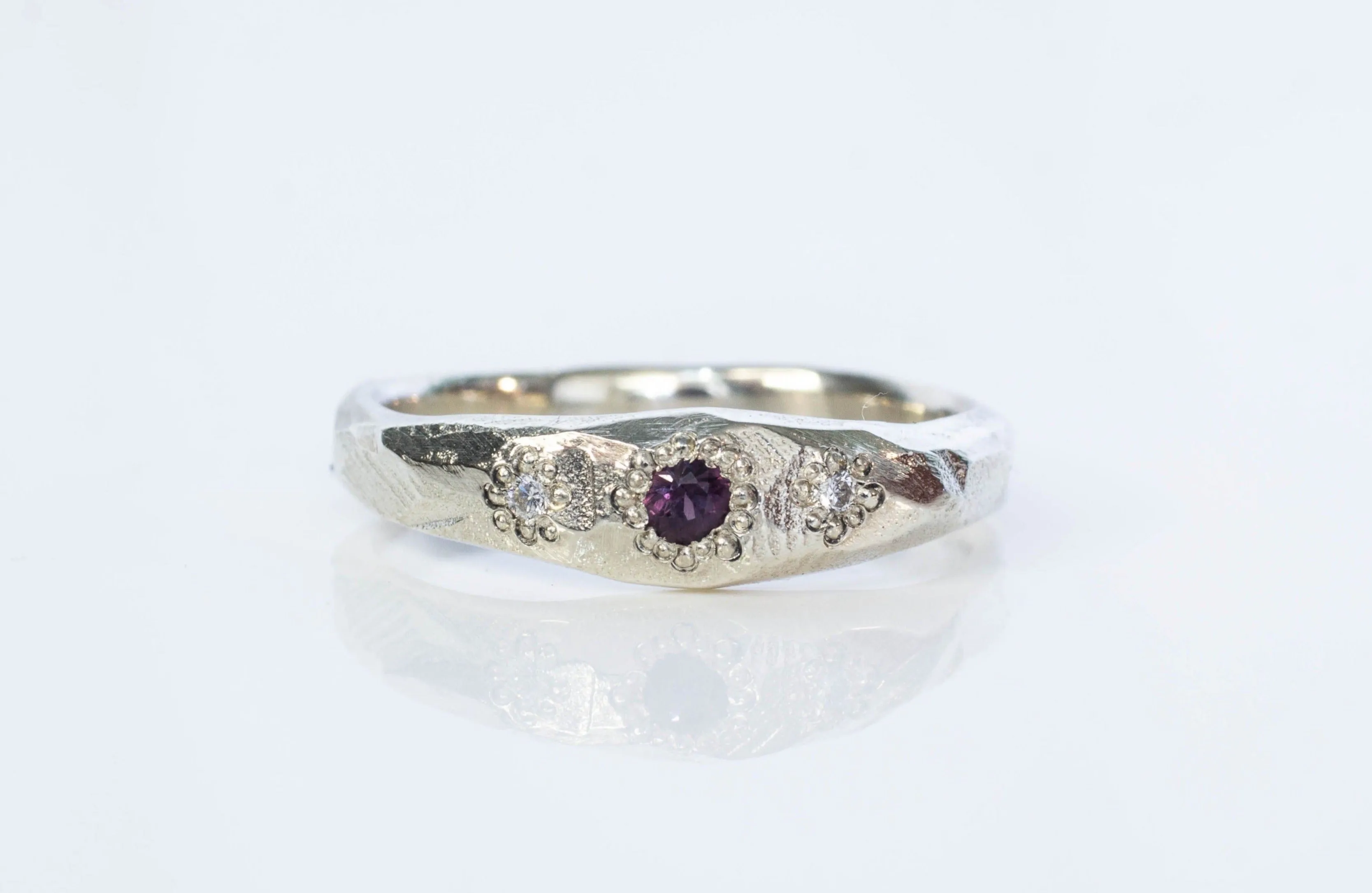 Hestia Ring - 9ct White Gold with Colour-Shift Purple Sapphire and Diamonds sold by Sophie Divett Jewelry product image thumbnail 2
