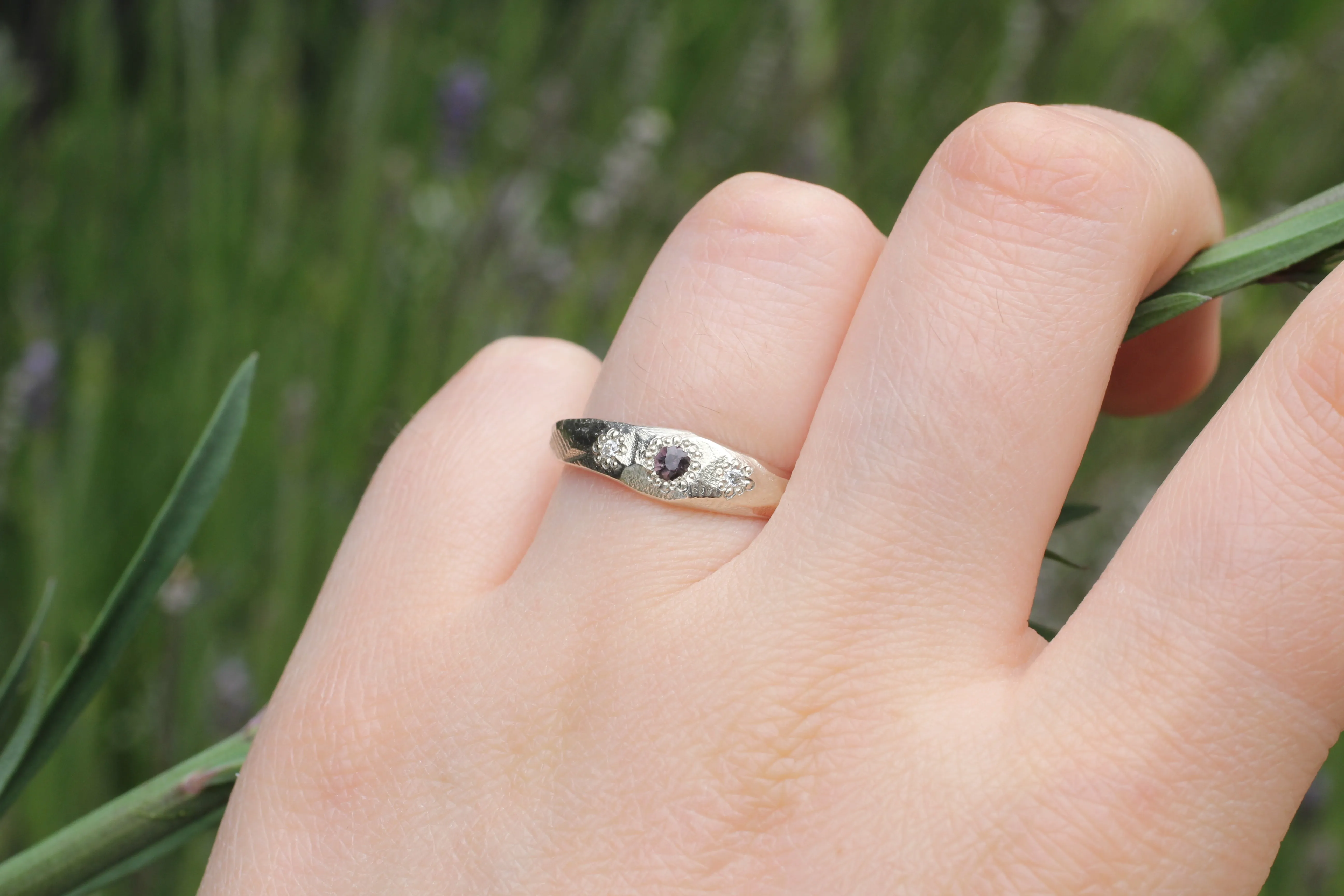 Hestia Ring - 9ct White Gold with Colour-Shift Purple Sapphire and Diamonds sold by Sophie Divett Jewelry product image thumbnail 3