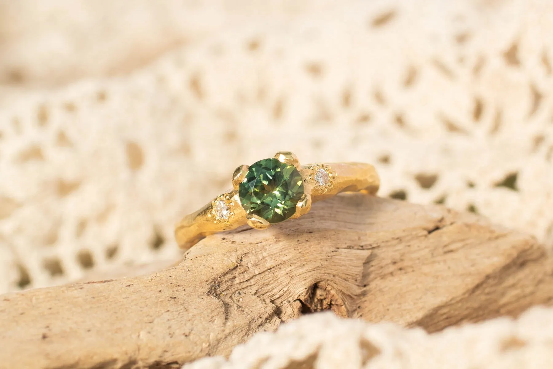 Mira Ring - 18ct Yellow Gold with 5.8mm Green-Parti Sapphire sold by Sophie Divett Jewelry product image thumbnail 2
