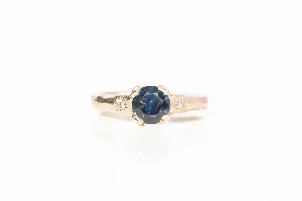 Mira Ring - 18ct White Gold with 1.1ct Blue Sapphire made by Sophie Divett Jewelry