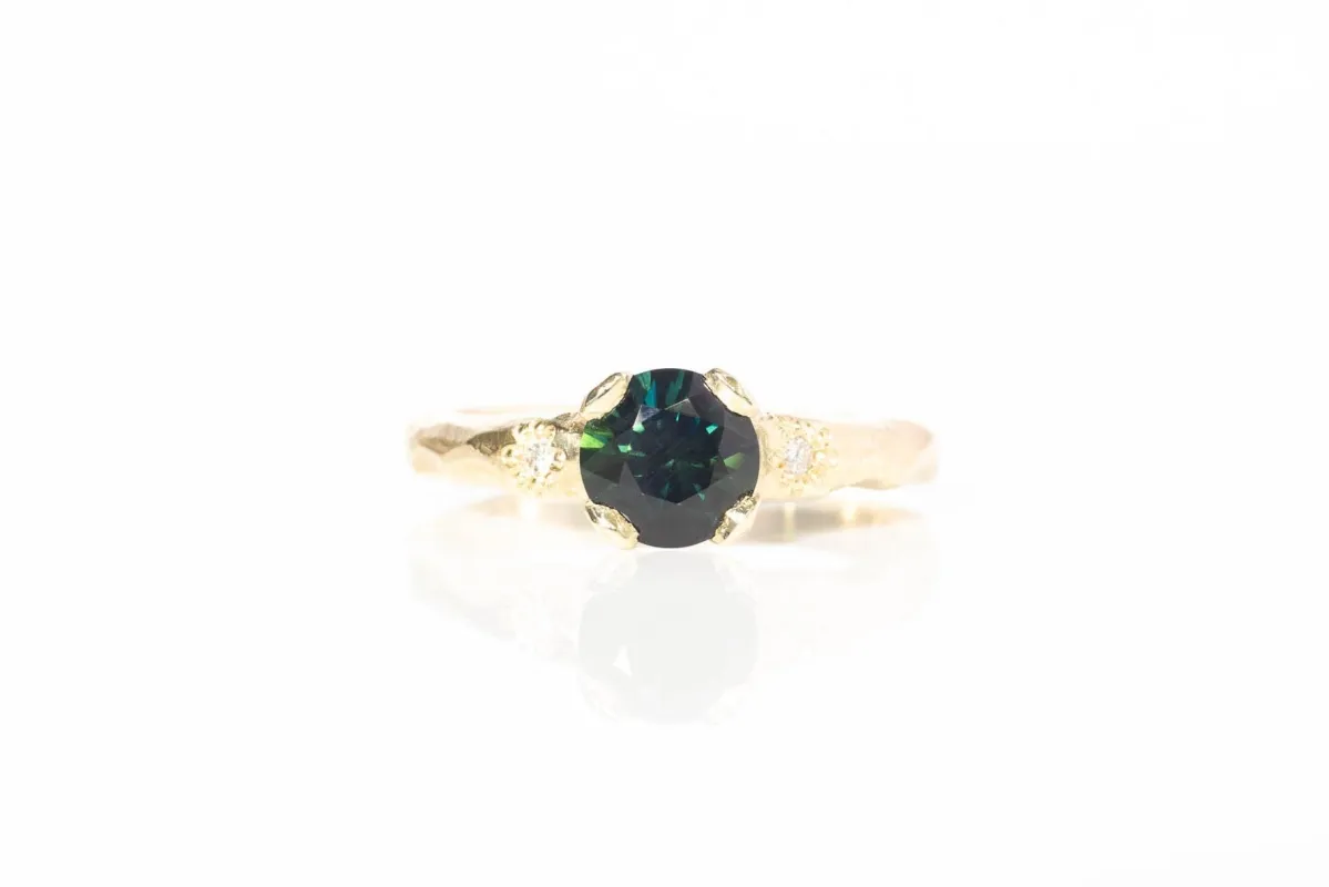 Mira Ring - 9ct Yellow Gold with 1.08ct Deep-Green Sapphire sold by Sophie Divett Jewelry