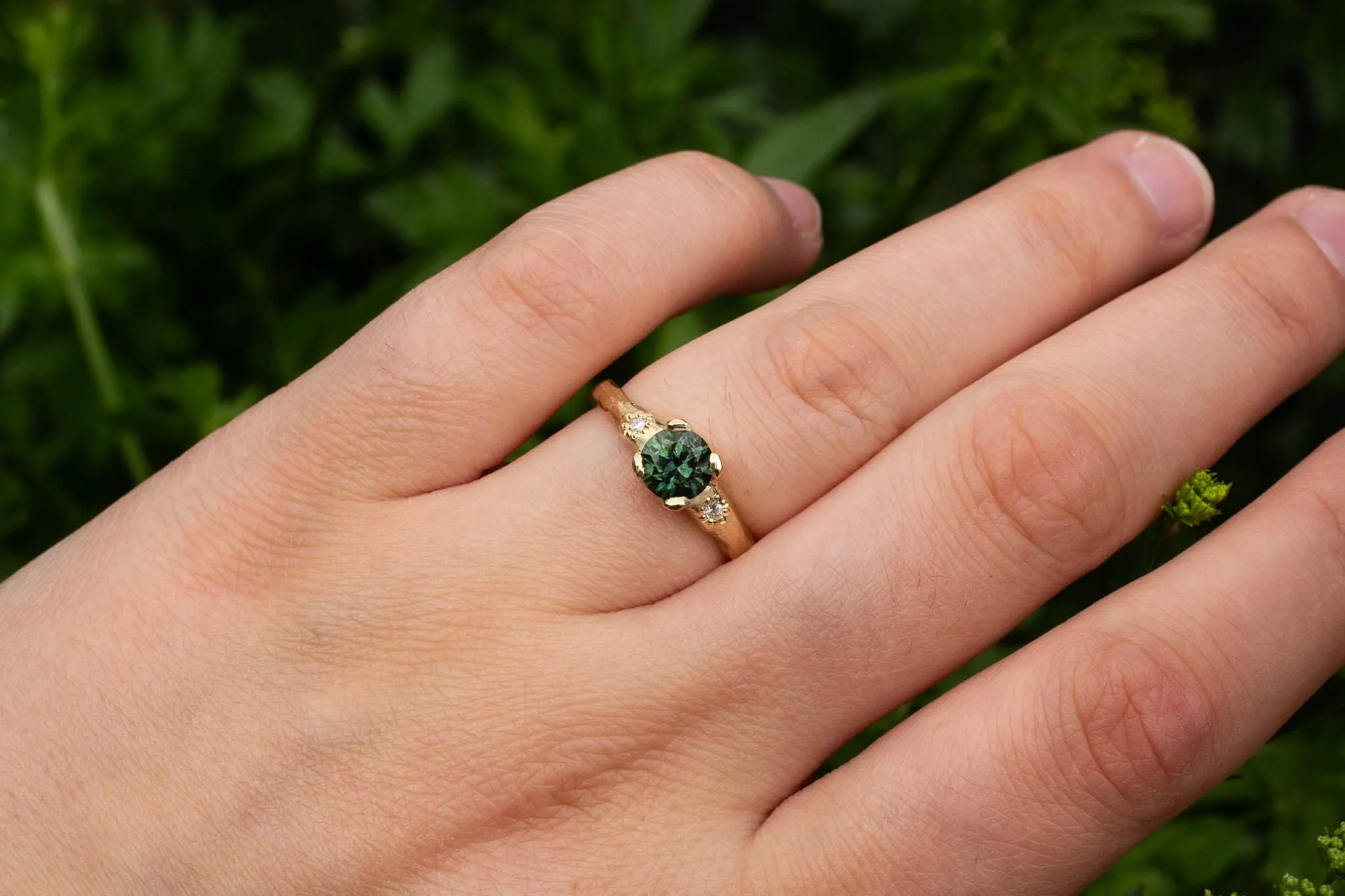 Mira Ring - 9ct Yellow Gold with 6mm Mid-Green Sapphire sold by Sophie Divett Jewelry product image thumbnail 2