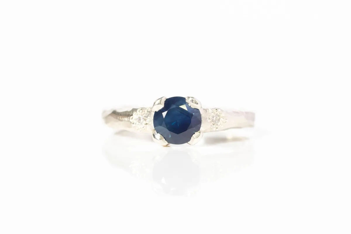 Mira Ring - 9ct White Gold with 0.89ct Blue-Green Sapphire sold by Sophie Divett Jewelry