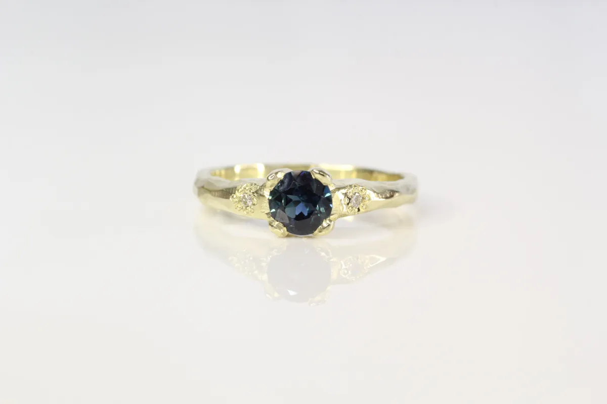 Mira Ring - 14ct Yellow Gold with Teal Sapphire sold by Sophie Divett Jewelry