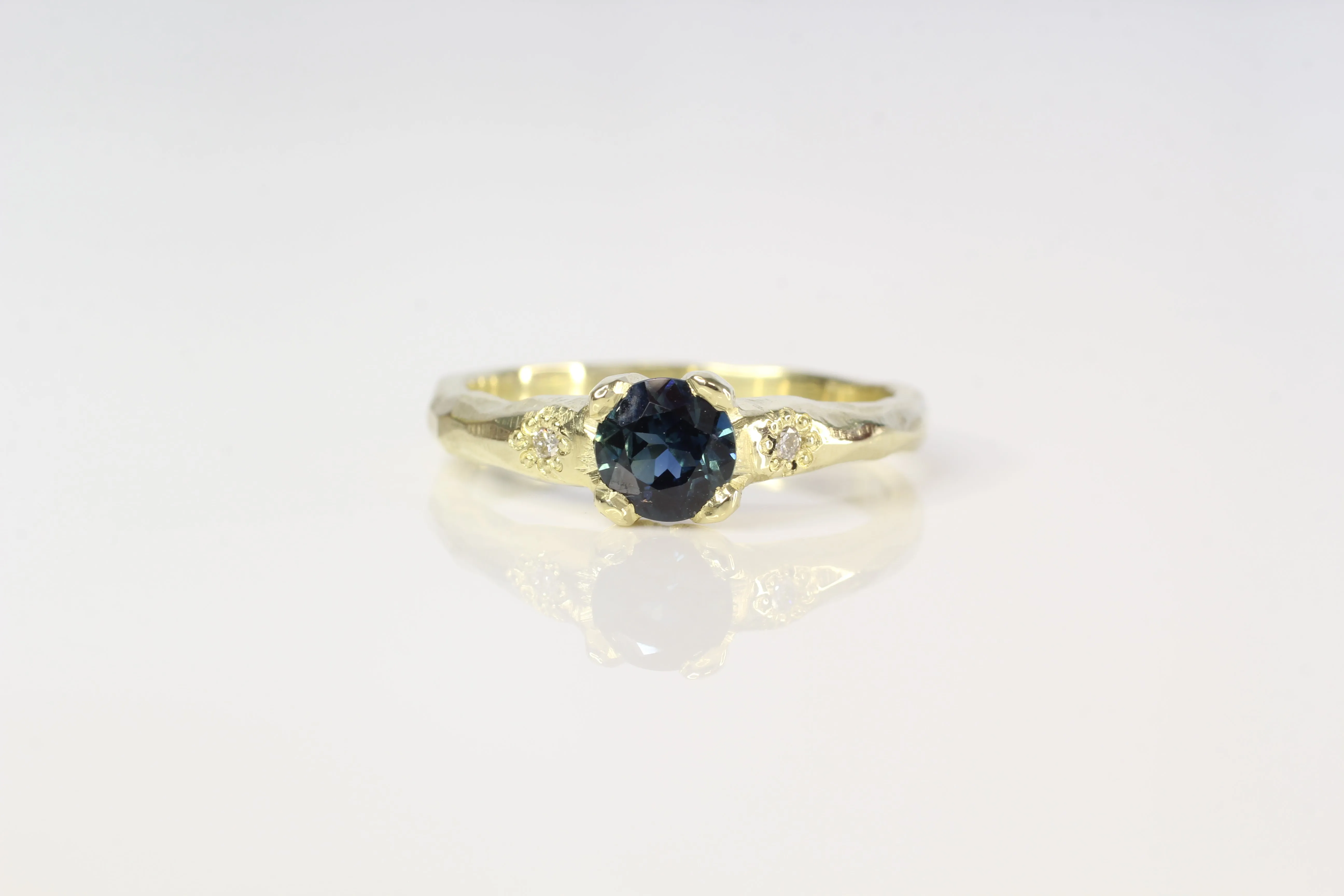 Mira Ring - 14ct Yellow Gold with Teal Sapphire sold by Sophie Divett Jewelry