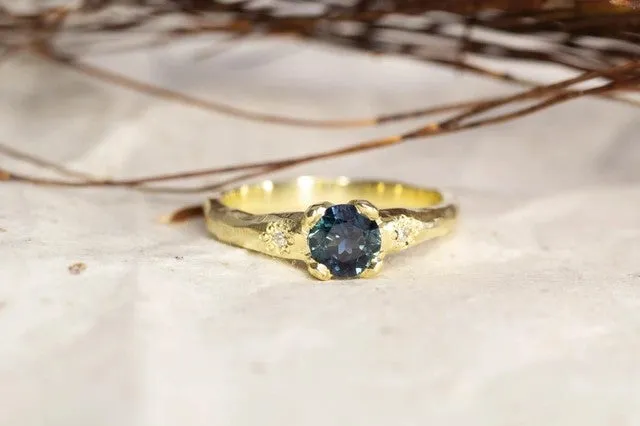 Mira Ring - 14ct Yellow Gold with Teal Sapphire sold by Sophie Divett Jewelry product image thumbnail 3