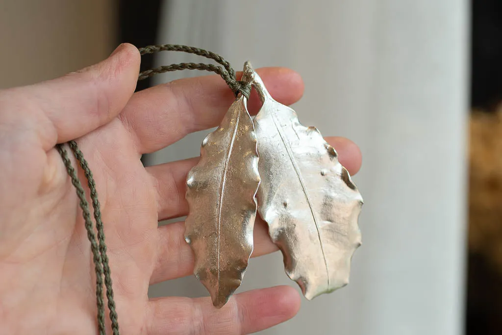 Large Leaf Pendant on Braided Cord sold by Sophie Divett Jewelry product image thumbnail 3