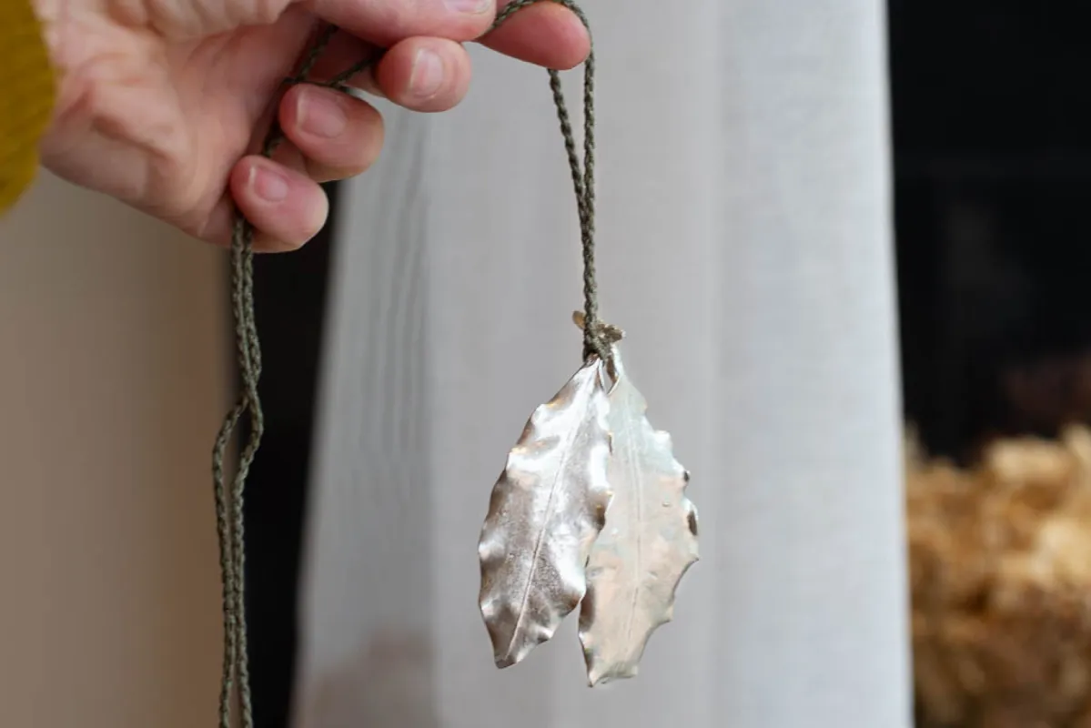 Large Leaf Pendant on Braided Cord sold by Sophie Divett Jewelry