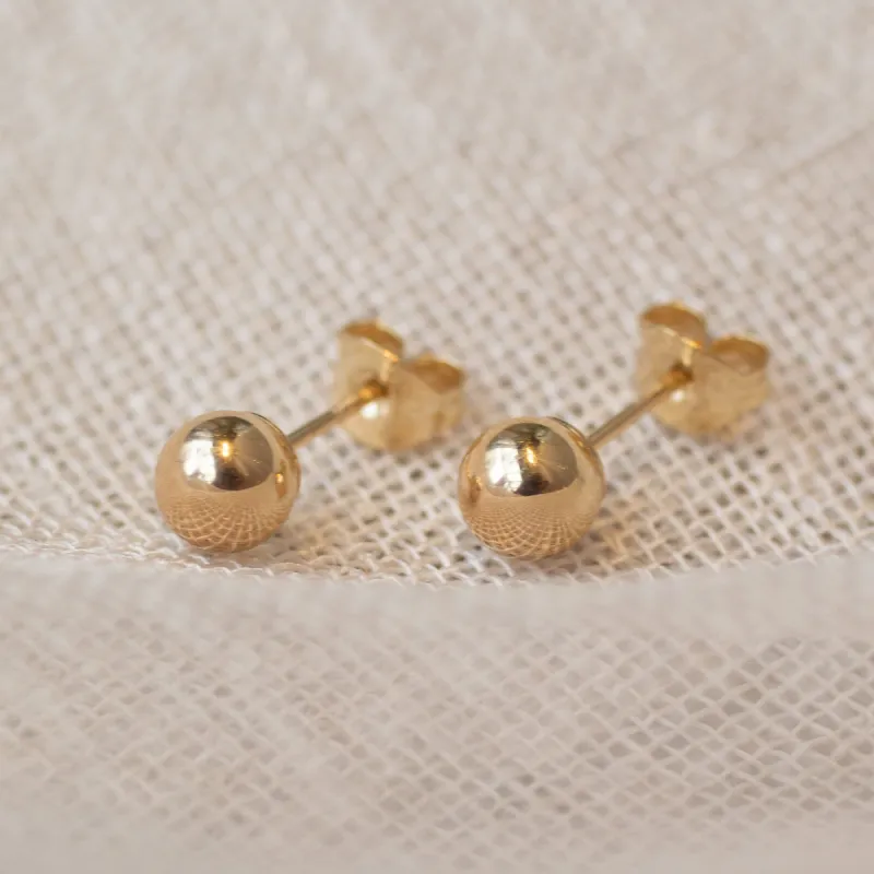 Ball Stud Earrings - 5mm - 9ct Yellow Gold sold by Sophie Divett Jewelry