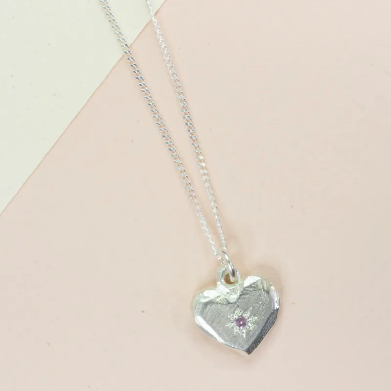 Heart Pendant - Silver with Pink Sapphire sold by Sophie Divett Jewelry