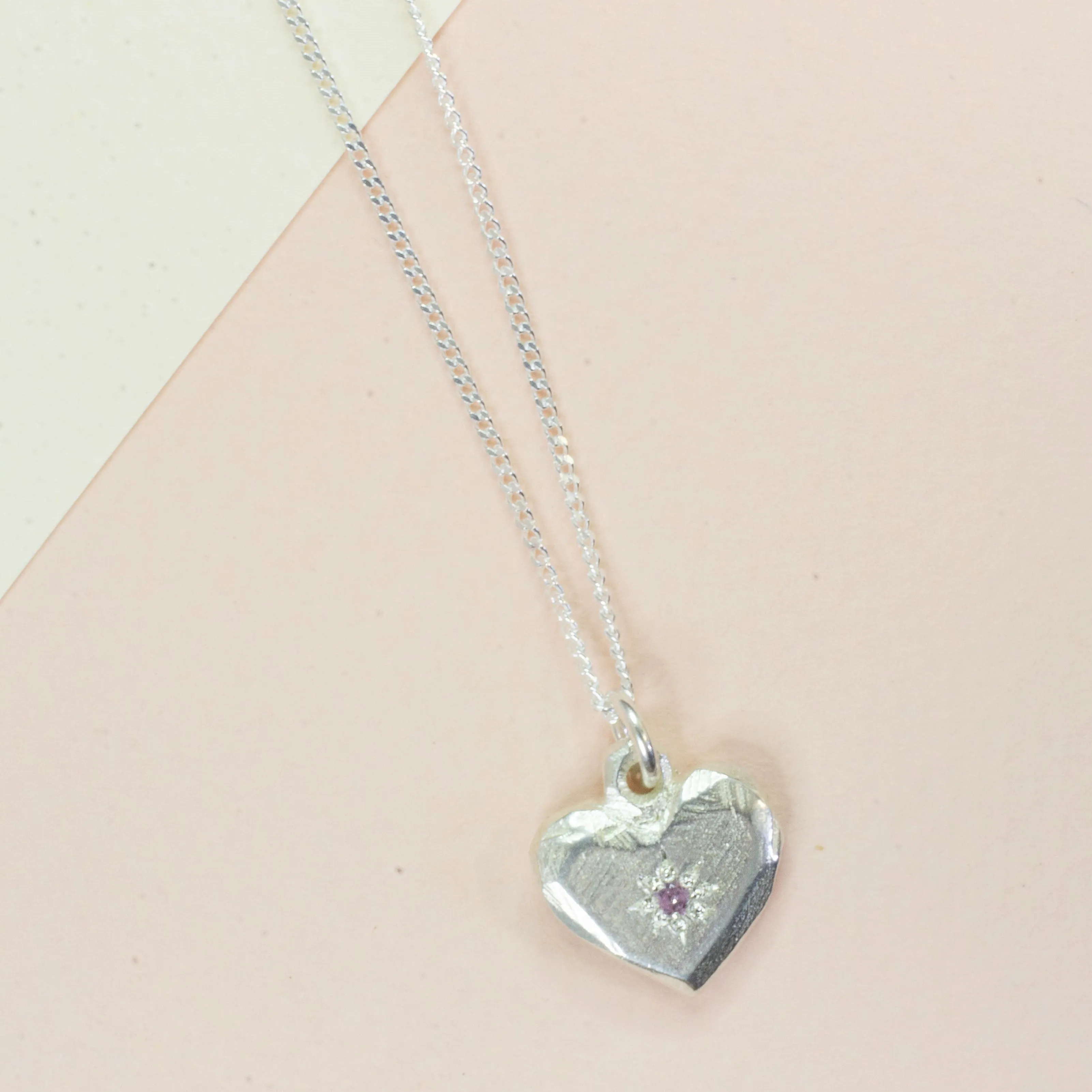 Heart Pendant - Silver with Pink Sapphire sold by Sophie Divett Jewelry