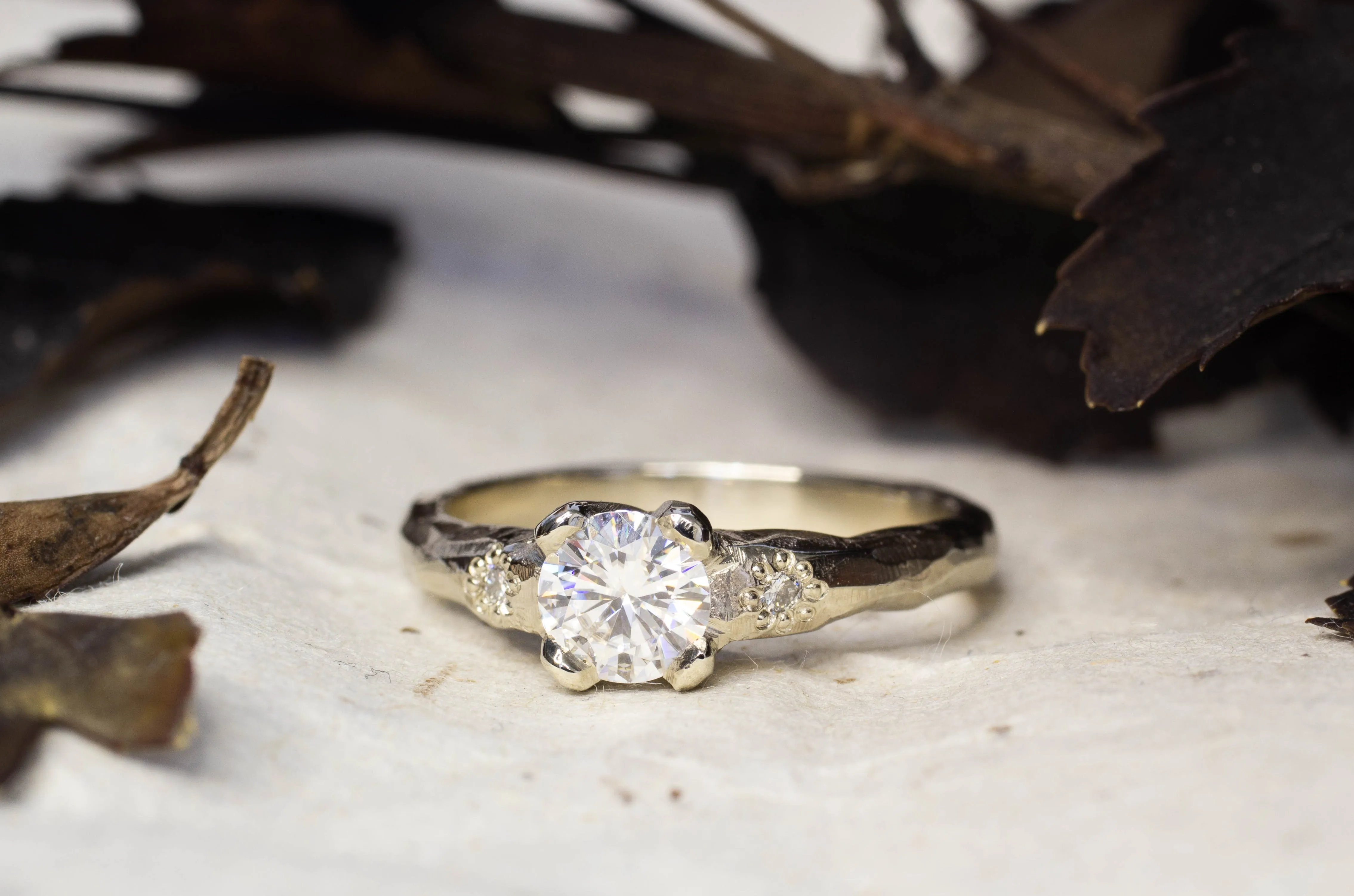 Mira Ring - 14ct White Gold with Moissanite and Diamonds sold by Sophie Divett Jewelry product image thumbnail 2