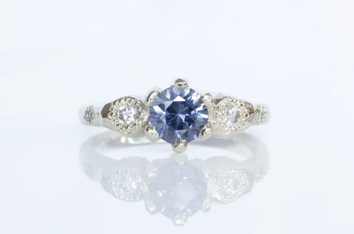 Selene Ring - 14ct White Gold with Blue Spinel and Diamonds sold by Sophie Divett Jewelry