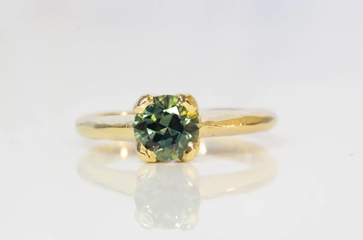 Thetis Ring - 18ct Yellow Gold with Teal-Parti  Sapphire sold by Sophie Divett Jewelry