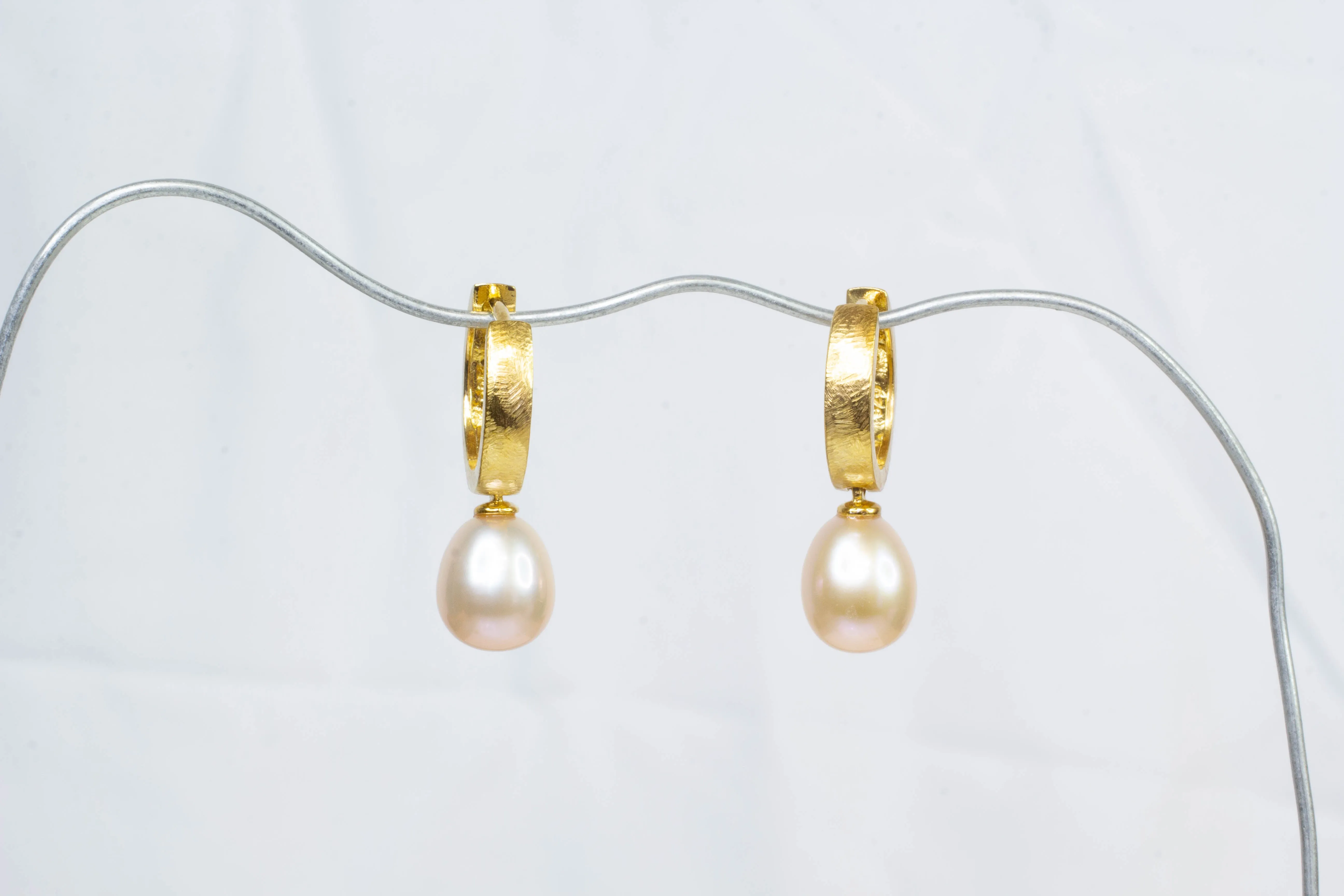 Endora Hoop Earrings - Gold Plated with Pink Pearls sold by Sophie Divett Jewelry product image thumbnail 2
