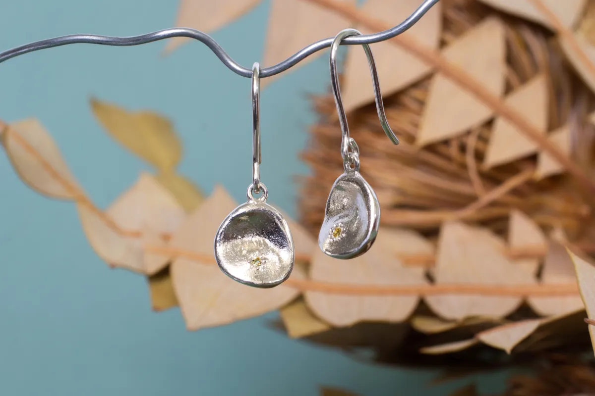 Water Drop Earrings - White Gold with Yellow Sapphires sold by Sophie Divett Jewelry