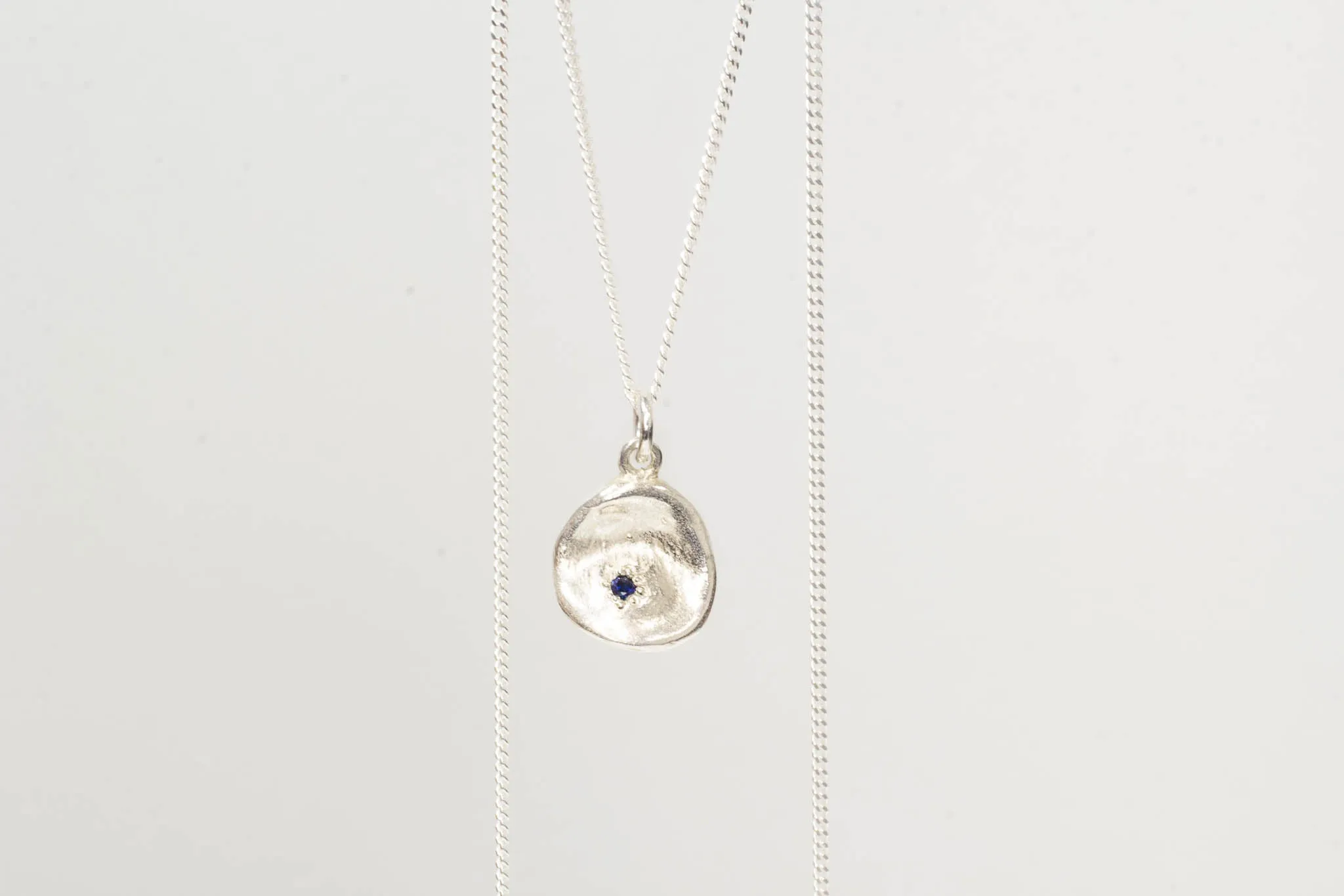 Water Drop Pendant - White Gold with Blue Sapphire sold by Sophie Divett Jewelry product image thumbnail 4