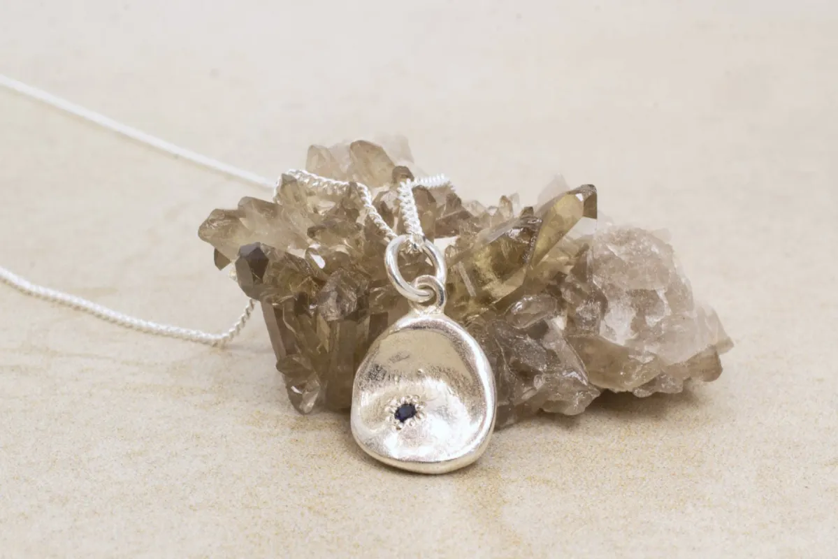 Water Drop Pendant - White Gold with Blue Sapphire sold by Sophie Divett Jewelry