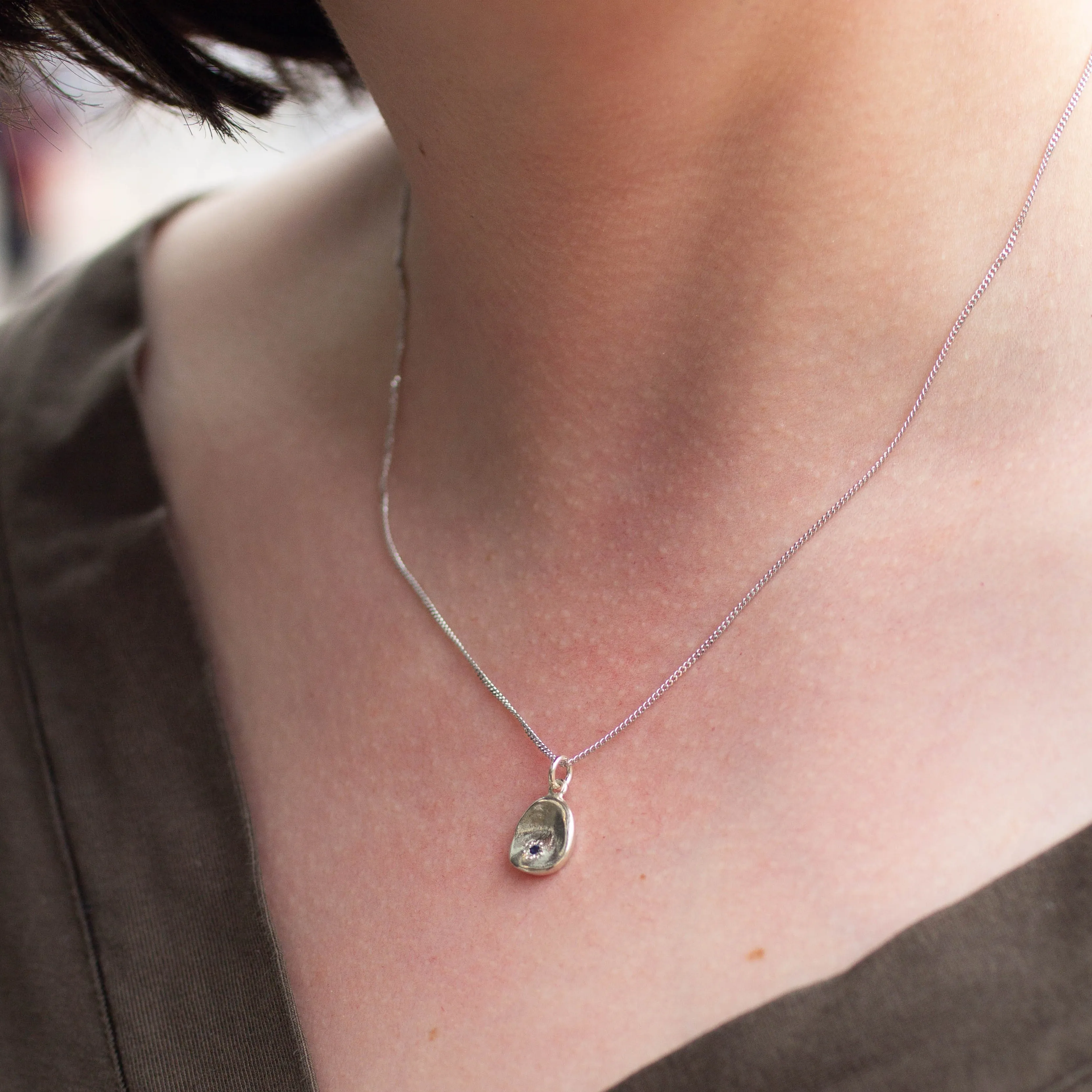 Water Drop Pendant - White Gold with Blue Sapphire sold by Sophie Divett Jewelry product image thumbnail 2