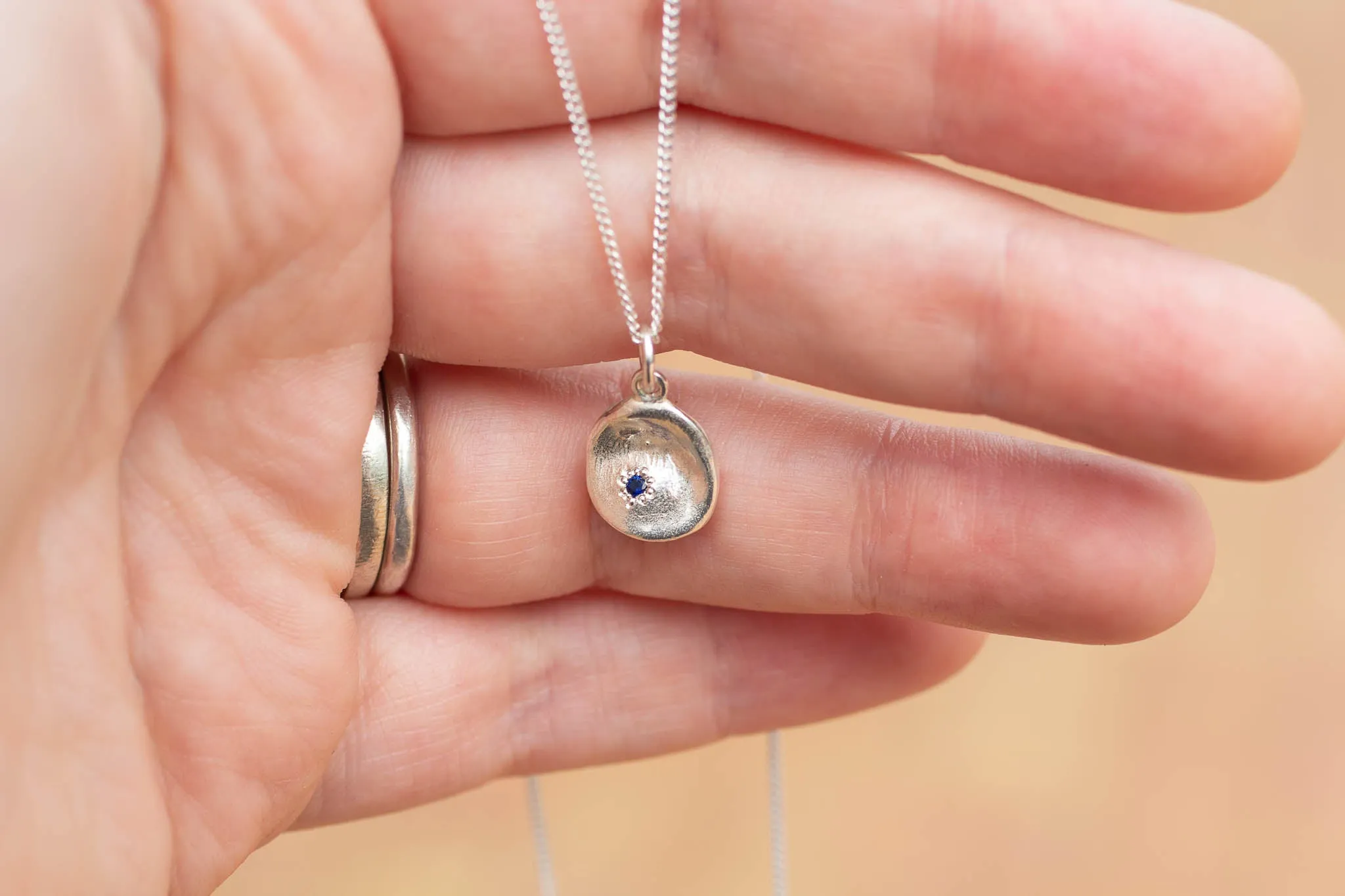 Water Drop Pendant - White Gold with Blue Sapphire sold by Sophie Divett Jewelry product image thumbnail 5