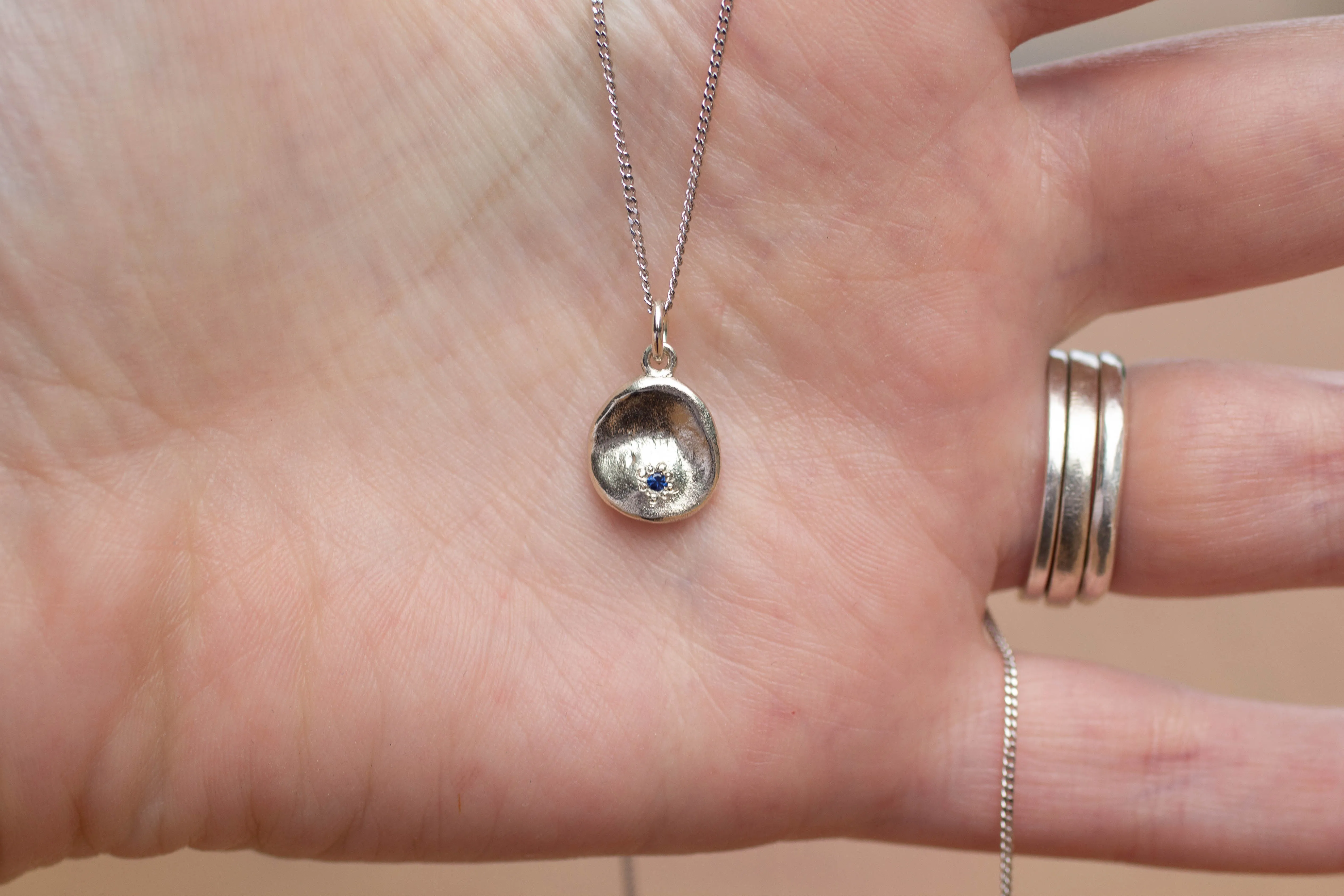 Water Drop Pendant - White Gold with Blue Sapphire sold by Sophie Divett Jewelry product image thumbnail 3