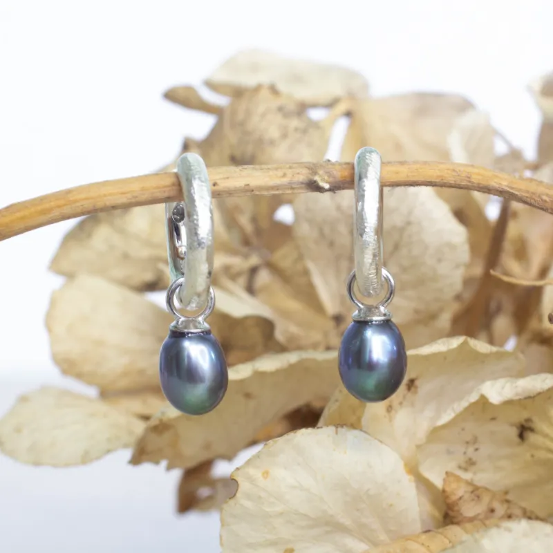 Endora Hoops - Silver with Blue Pearls sold by Sophie Divett Jewelry