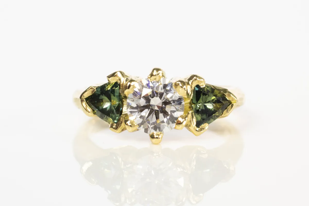 Helios Ring - 18ct Yellow Gold with Lab Grown Diamond and Sapphires sold by Sophie Divett Jewelry
