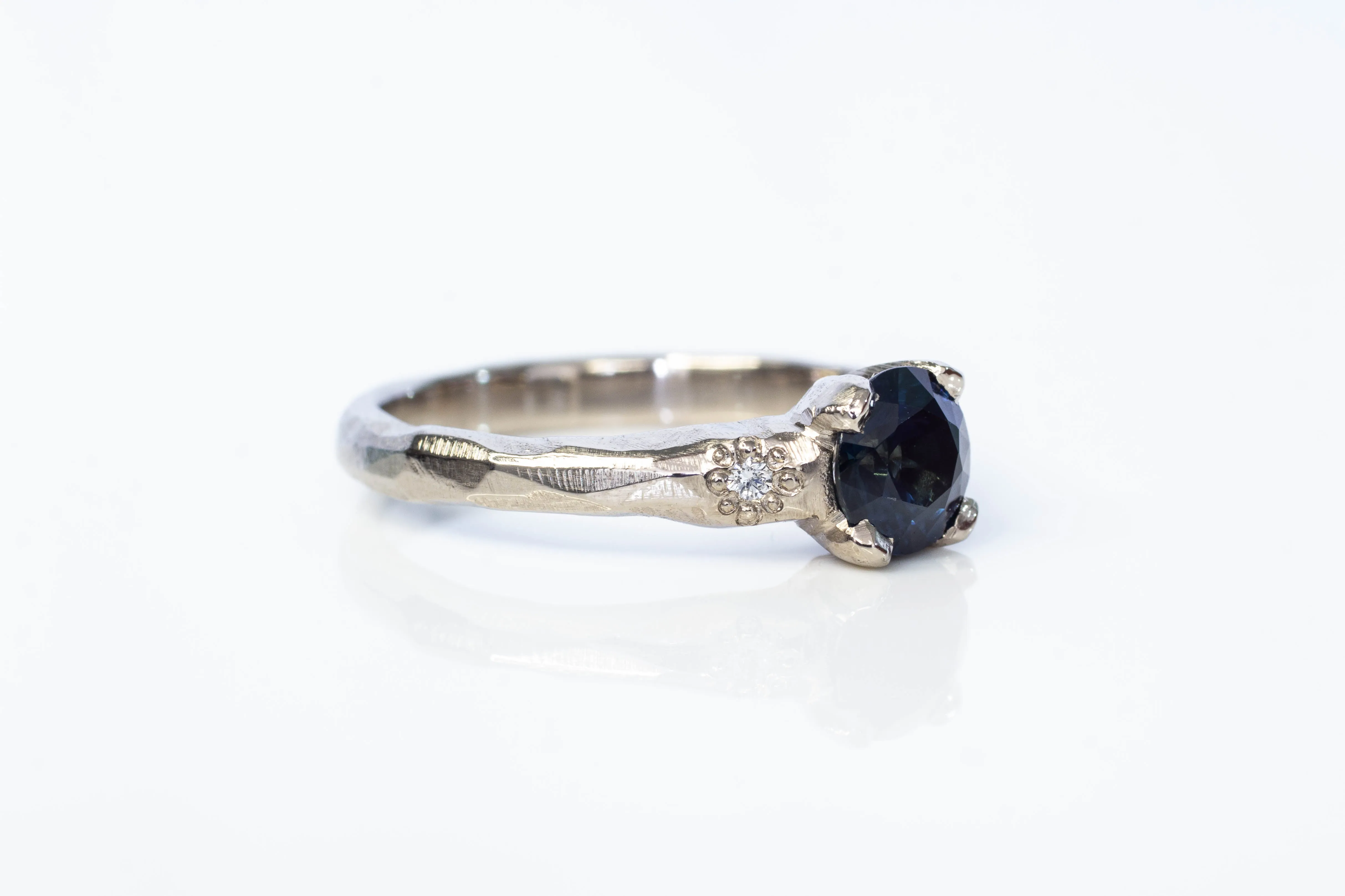 Mira Ring - 18ct White Gold with 1ct Blue-Green Sapphire and Diamonds sold by Sophie Divett Jewelry product image thumbnail 4
