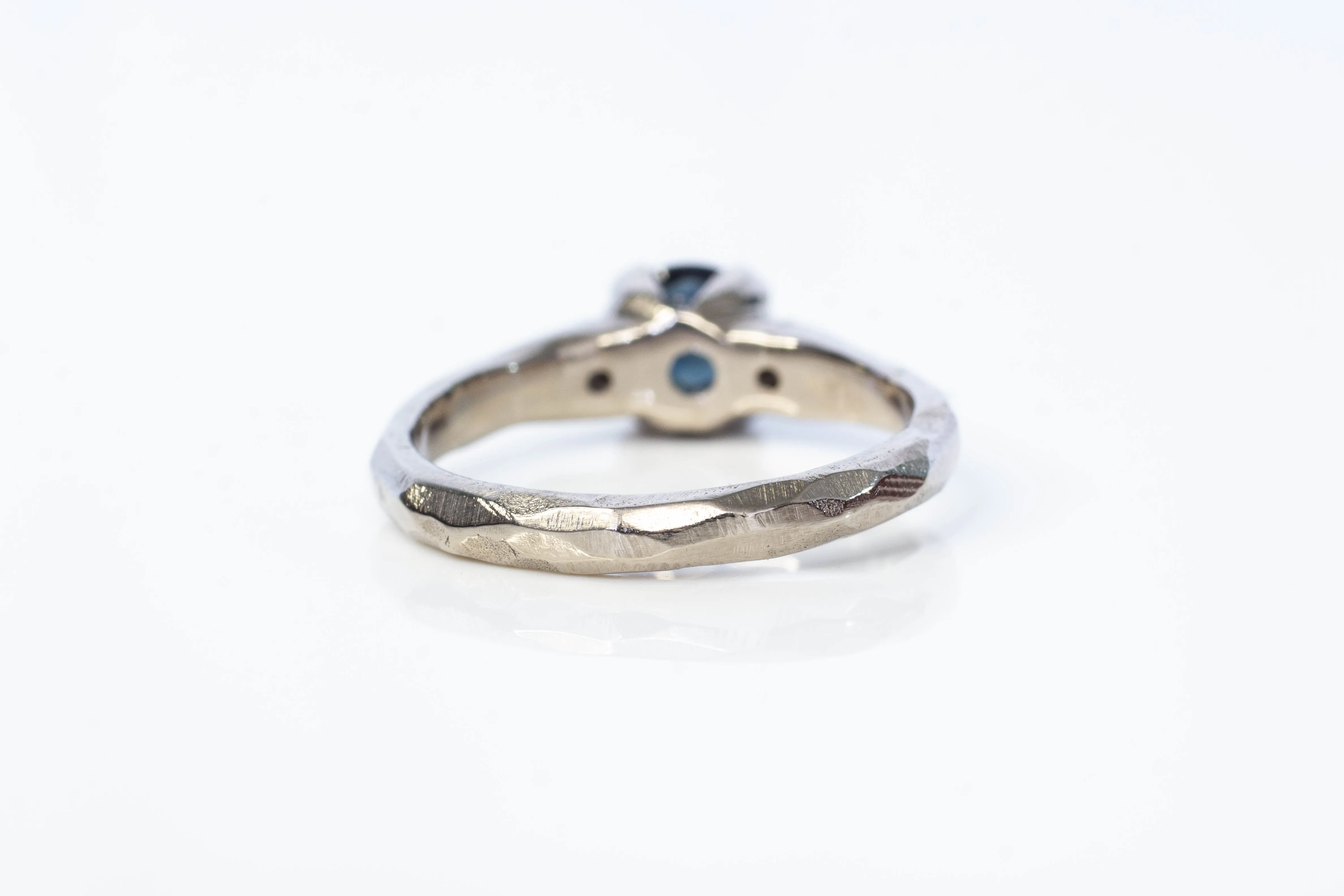 Mira Ring - 18ct White Gold with 1ct Blue-Green Sapphire and Diamonds sold by Sophie Divett Jewelry product image thumbnail 5