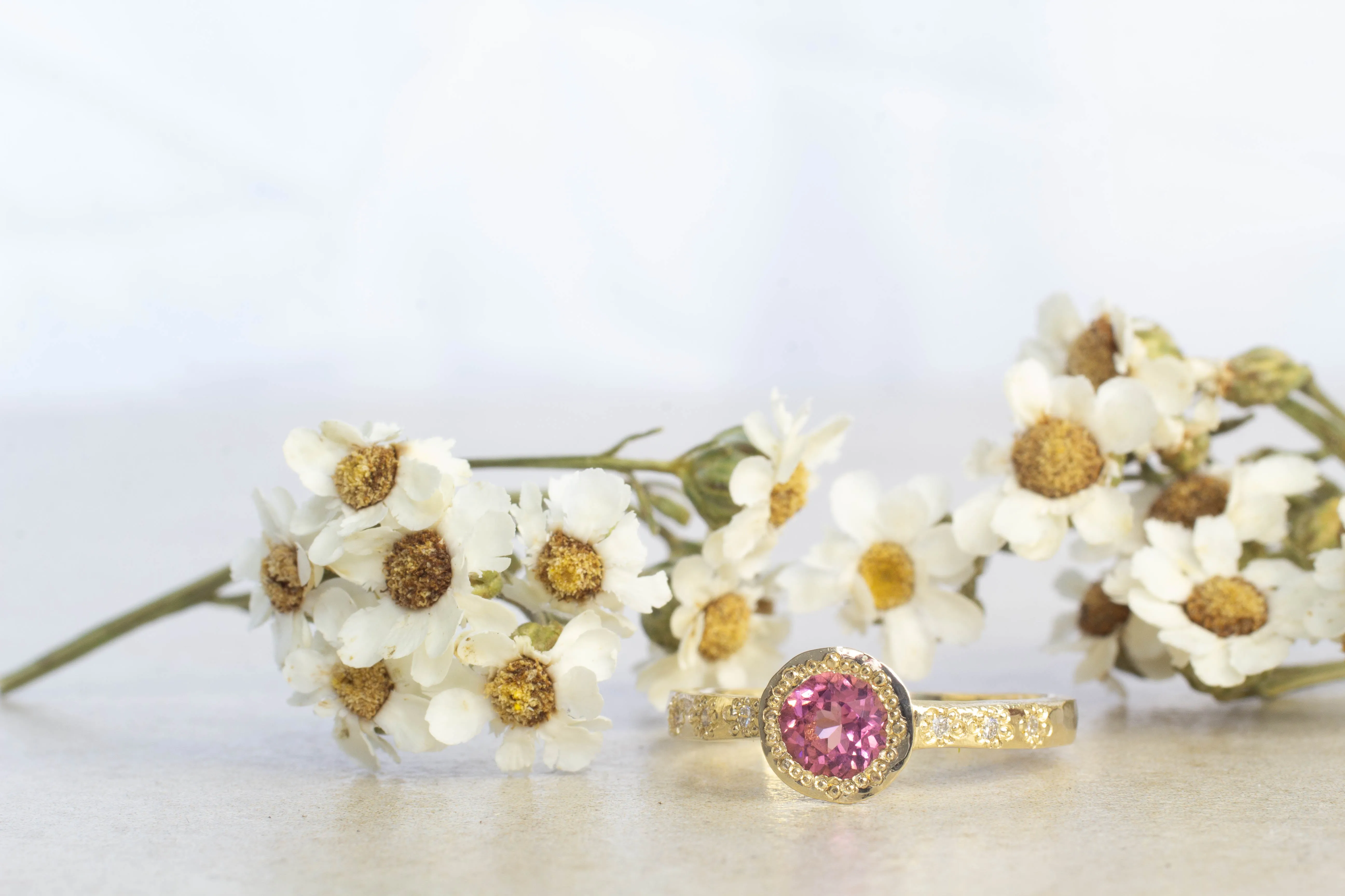 Vesper Ring - 9ct Yellow Gold with Pink Tourmaline and Diamonds sold by Sophie Divett Jewelry product image thumbnail 3