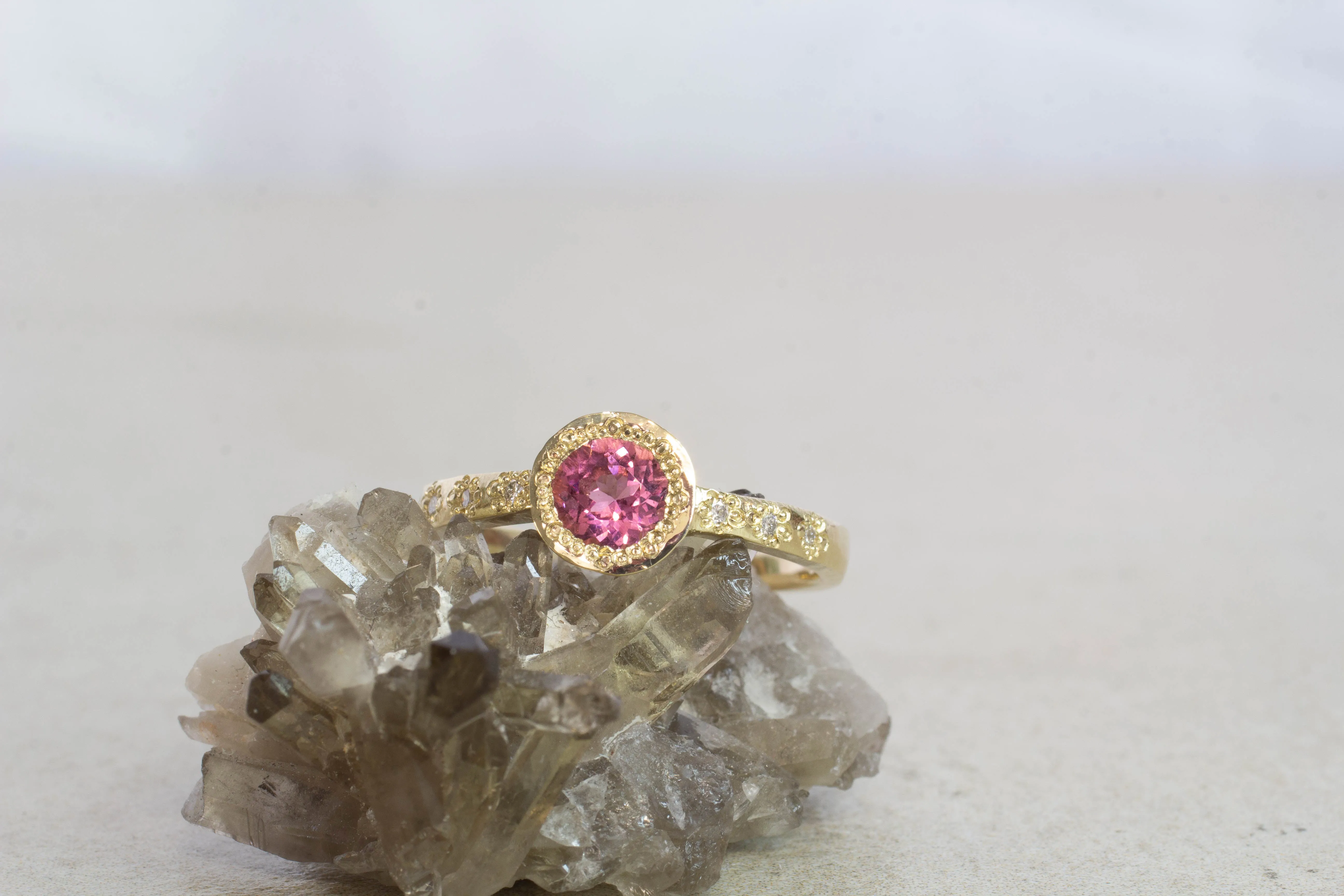 Vesper Ring - 9ct Yellow Gold with Pink Tourmaline and Diamonds sold by Sophie Divett Jewelry product image thumbnail 4