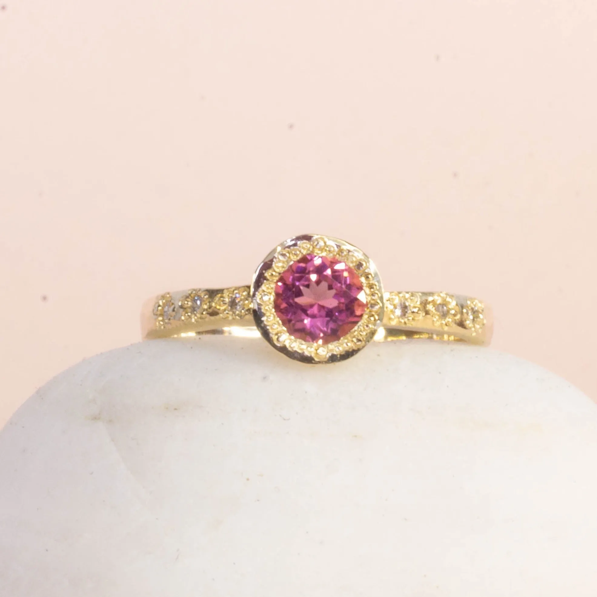 Vesper Ring - 9ct Yellow Gold with Pink Tourmaline and Diamonds sold by Sophie Divett Jewelry product image thumbnail 2
