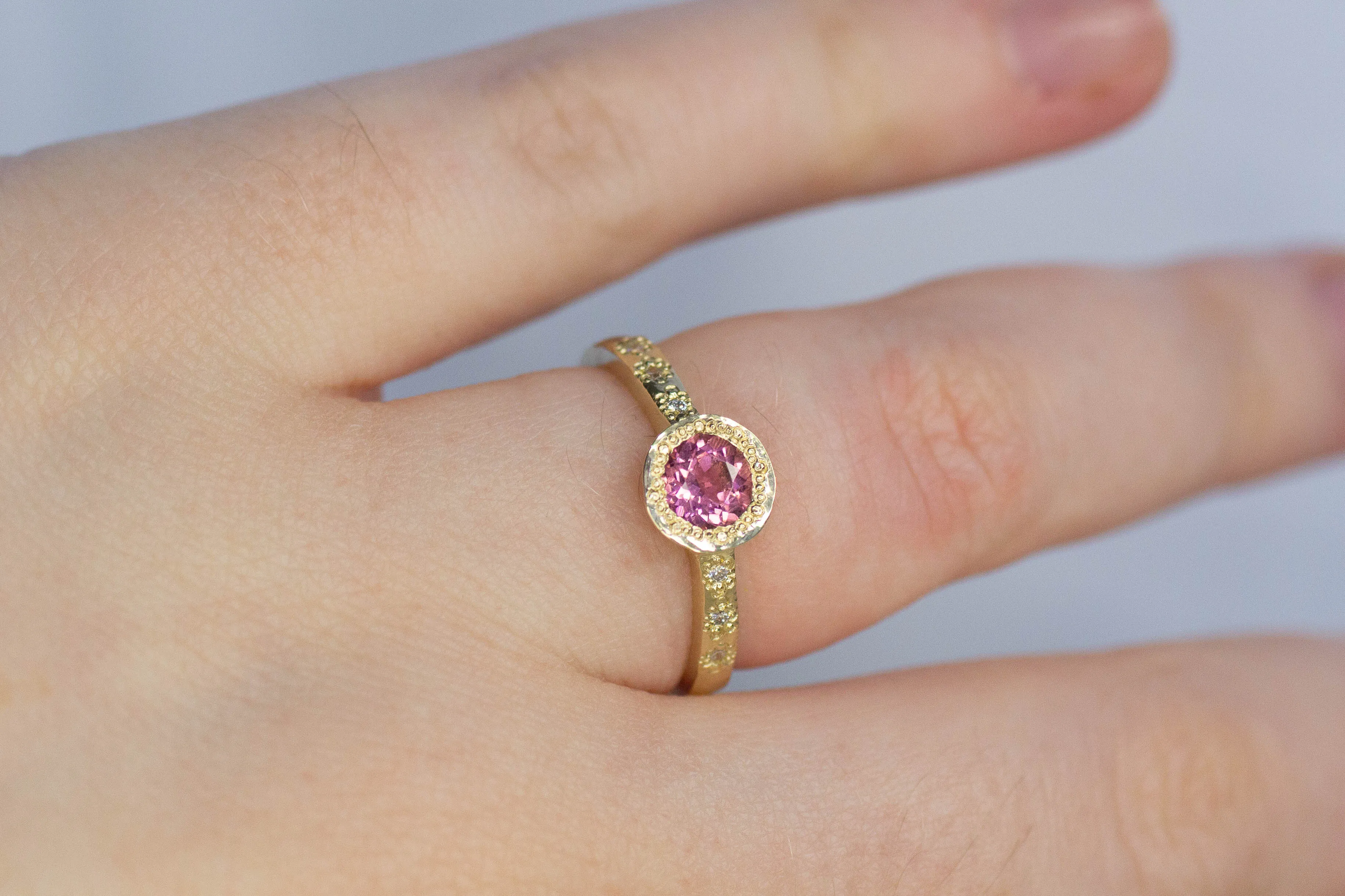 Vesper Ring - 9ct Yellow Gold with Pink Tourmaline and Diamonds sold by Sophie Divett Jewelry product image thumbnail 5