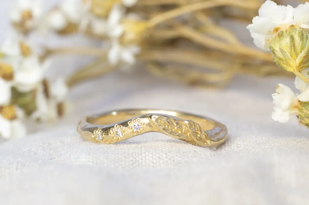 Fitted Rhea Band with Three Gems sold by Sophie Divett Jewelry