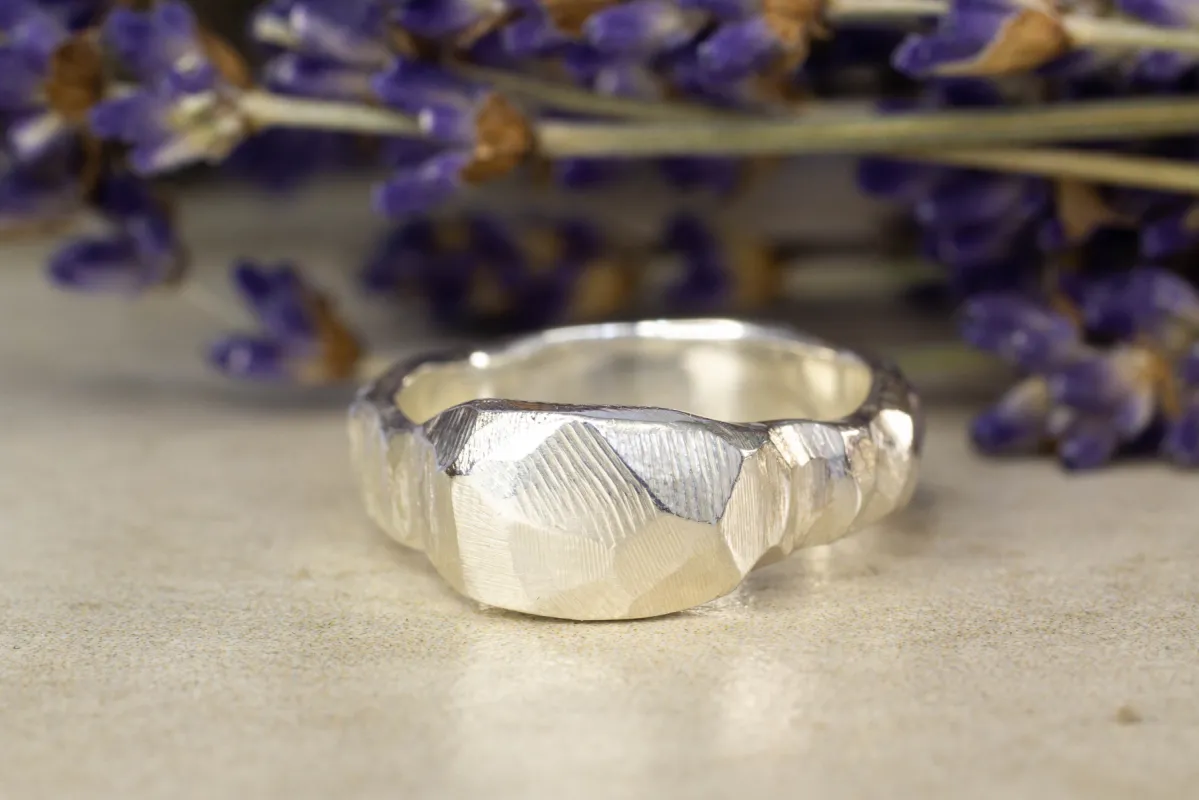 Faceted Signet Ring - Sterling Silver sold by Sophie Divett Jewelry