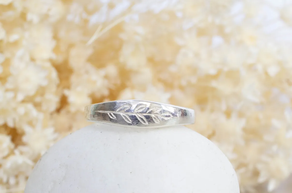 Leaf Signet Ring - Sterling Silver sold by Sophie Divett Jewelry