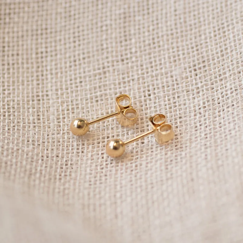 Ball Stud Earrings - 3mm - 9ct Yellow Gold sold by Sophie Divett Jewelry