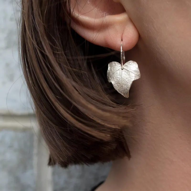 Ivy Leaf Hoop Earrings - Sterling Silver sold by Sophie Divett Jewelry