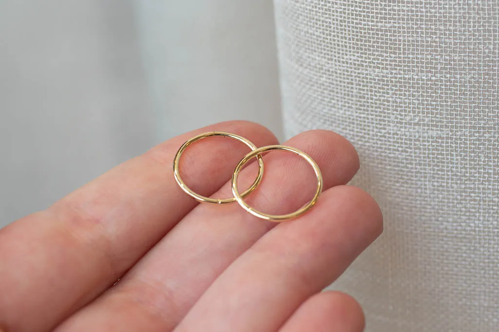 Plain Sleeper Earrings - 16mm - 9ct Yellow Gold sold by Sophie Divett Jewelry product image thumbnail 5