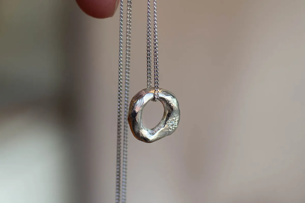 Circle Pendant - White Gold with Diamond - Small sold by Sophie Divett Jewelry