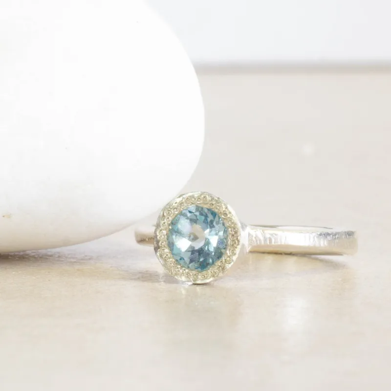 Lota Ring - Sterling Silver with Light Blue Topaz sold by Sophie Divett Jewelry