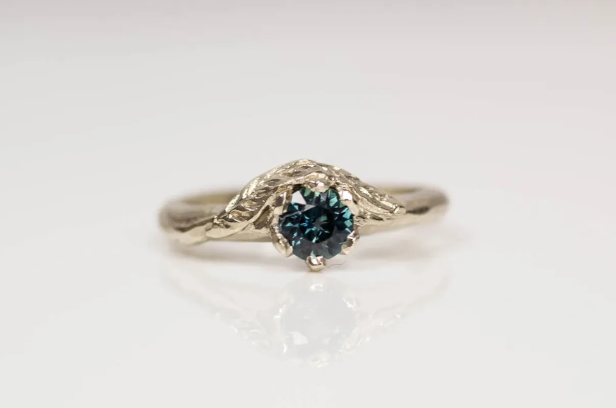 Cybele Ring - 14ct White Gold with Teal Sapphire sold by Sophie Divett Jewelry