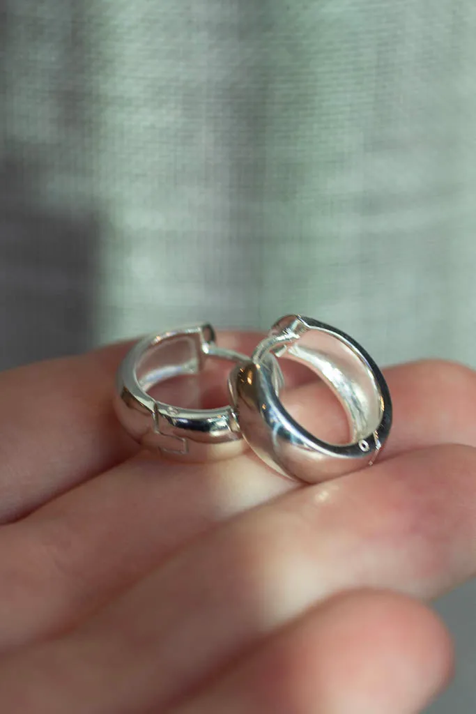 Rounded Huggie Earrings - 16x5mm - Sterling Silver sold by Sophie Divett Jewelry product image thumbnail 3