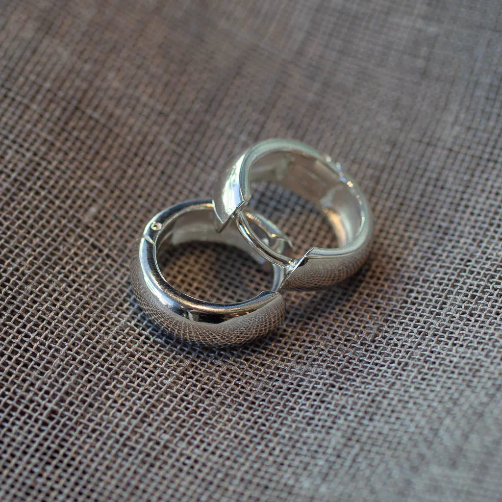 Rounded Huggie Earrings - 16x5mm - Sterling Silver sold by Sophie Divett Jewelry