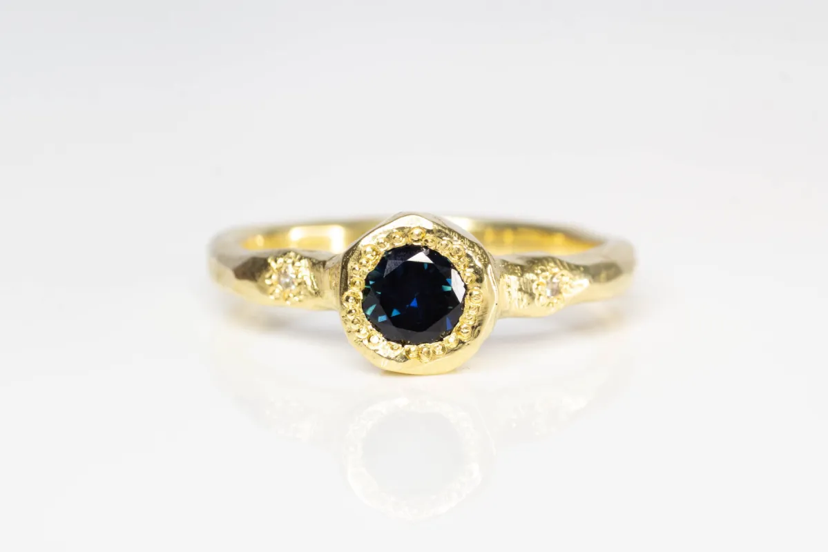 Neve Ring - 18ct Yellow Gold with Teal Sapphire sold by Sophie Divett Jewelry
