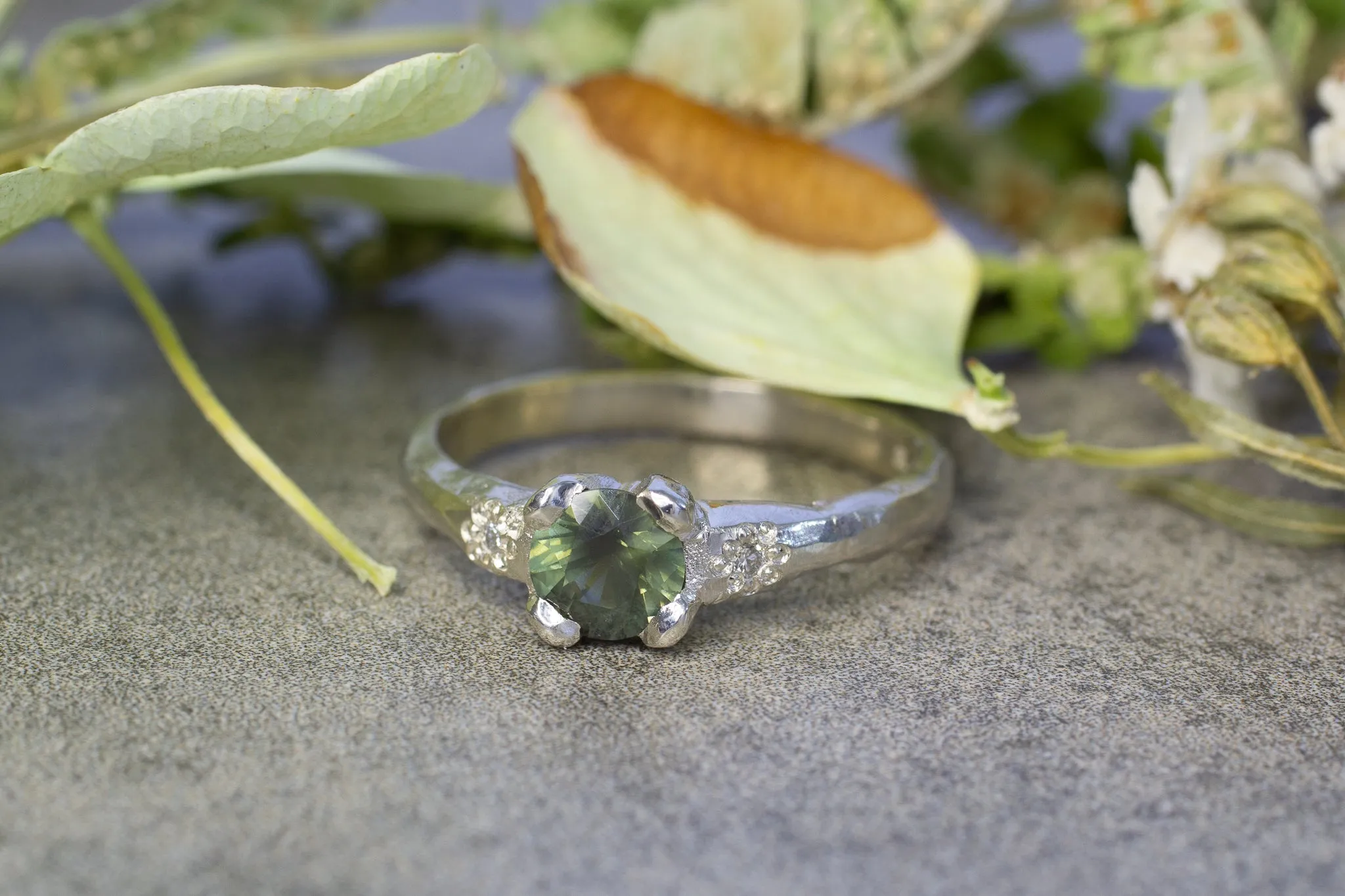 Mira Ring - 9ct White Gold with 0.76ct Green Sapphire sold by Sophie Divett Jewelry product image thumbnail 4