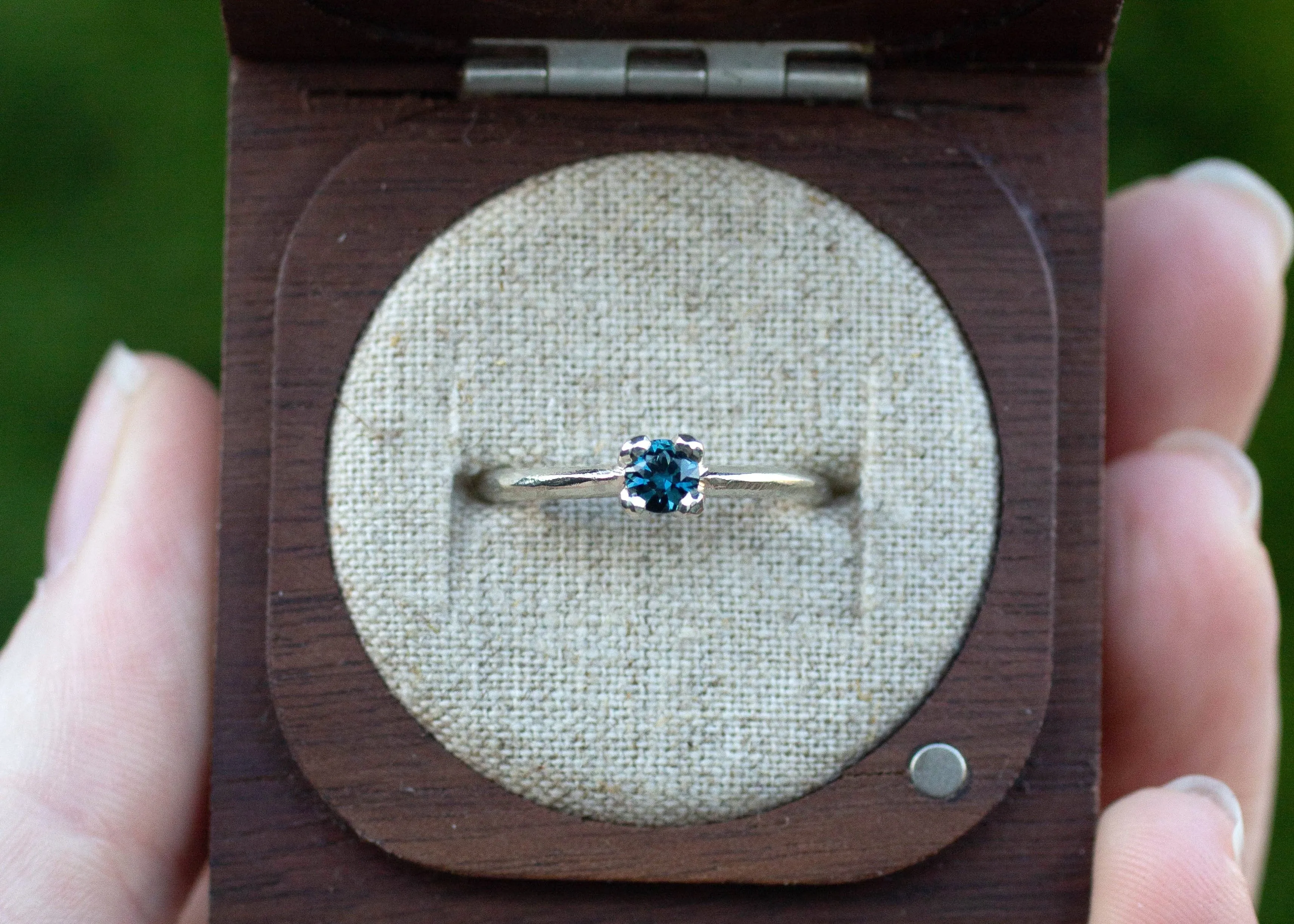 Droplet Ring - 9ct White Gold with Blue-Green Sapphire sold by Sophie Divett Jewelry product image thumbnail 3