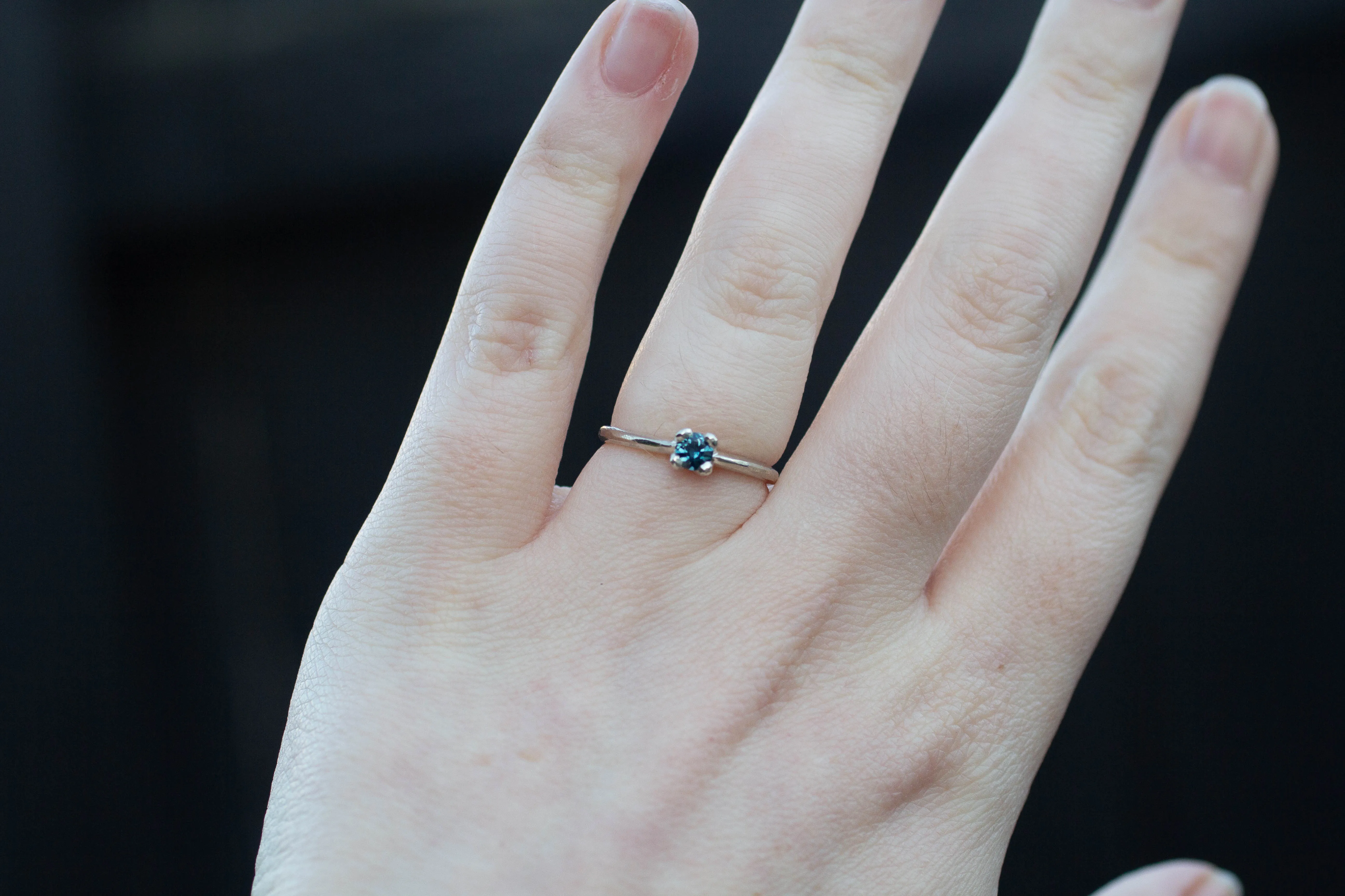 Droplet Ring - 9ct White Gold with Blue-Green Sapphire sold by Sophie Divett Jewelry product image thumbnail 5