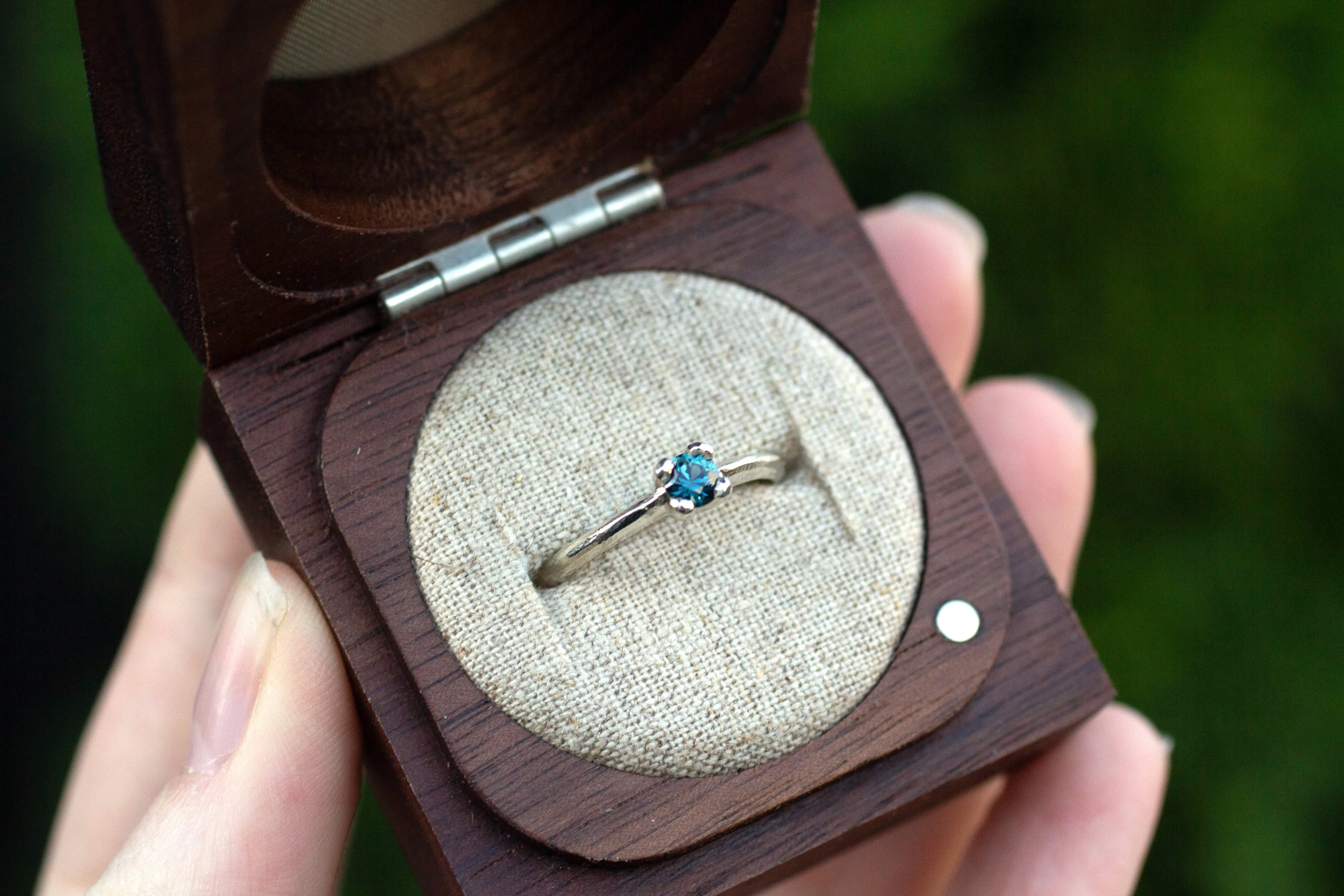 Droplet Ring - 9ct White Gold with Blue-Green Sapphire sold by Sophie Divett Jewelry product image thumbnail 2
